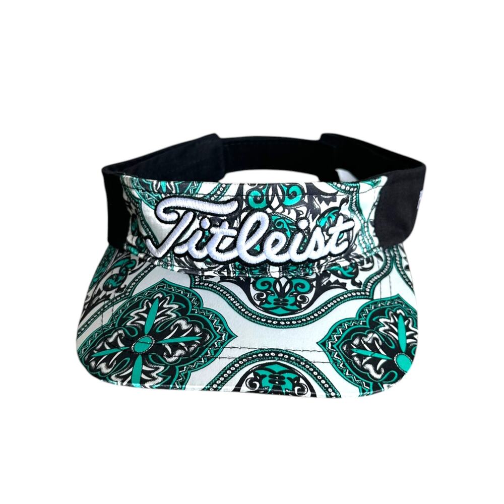 Titleist FootJoy Golf Visor OSFA Teal Black White Paisley Medallion Print